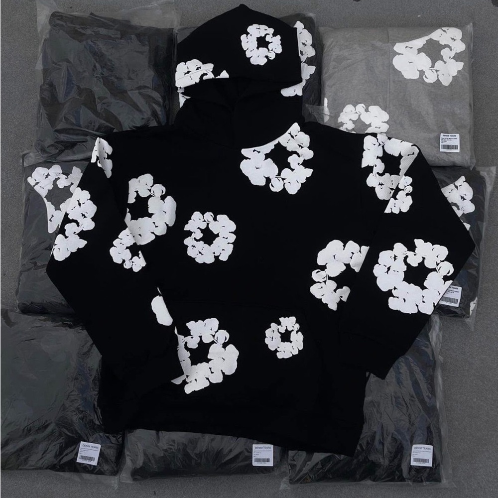 Black and White Floral Men's Hoodie